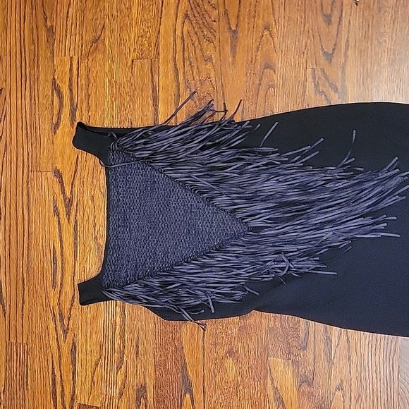 D. Exterior Black Straight Dress with Fringe Size S - Picture 2 of 5